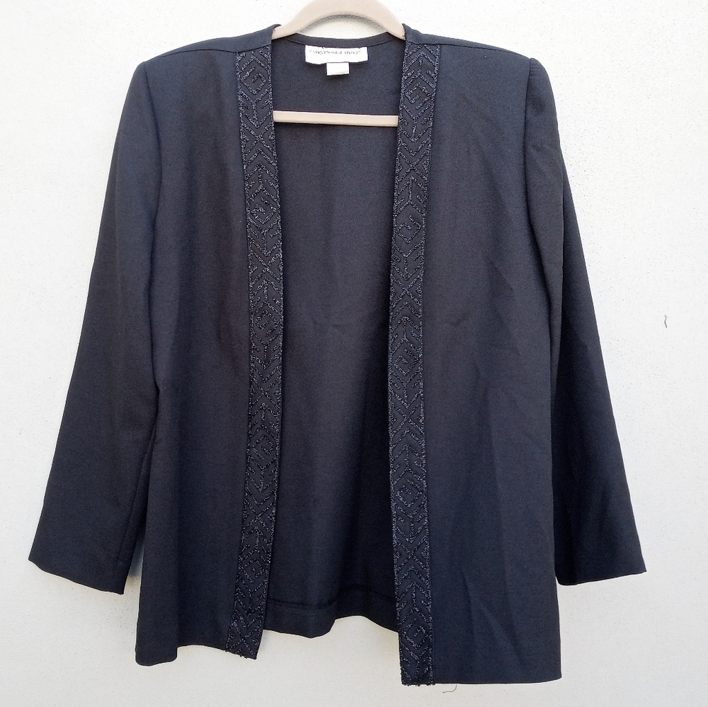 Fundamental Things Black Dress Jacket Beads S 10